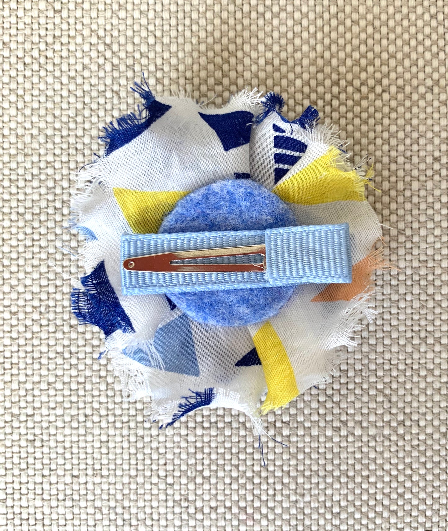 Beaded Flower Hair Clips SET OF 3 Blue & White