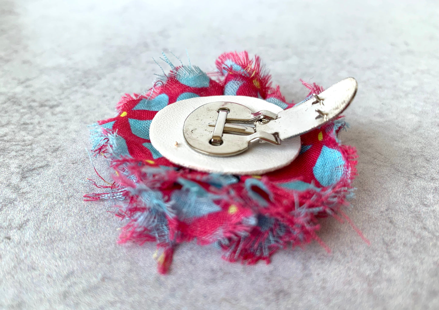 Beaded Flower Shoe Clips ONE PAIR Pink & Blue