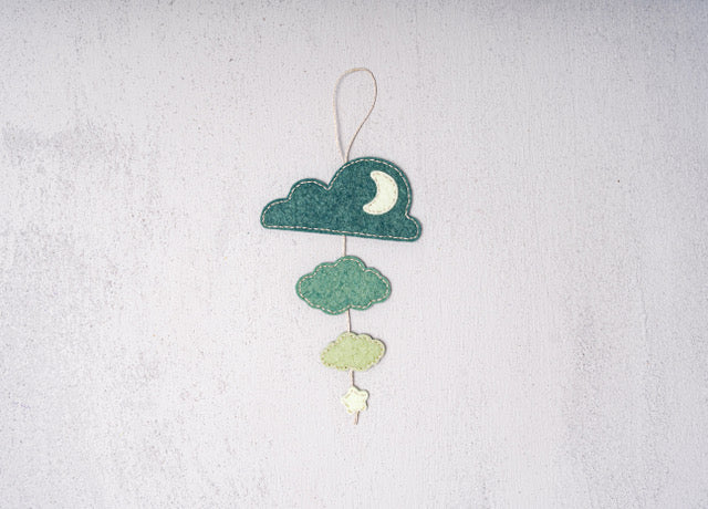 Cloudy Night Wall Decor READY-MADE Green